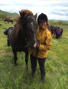 Marilyn og meg etter en dags ridetur.